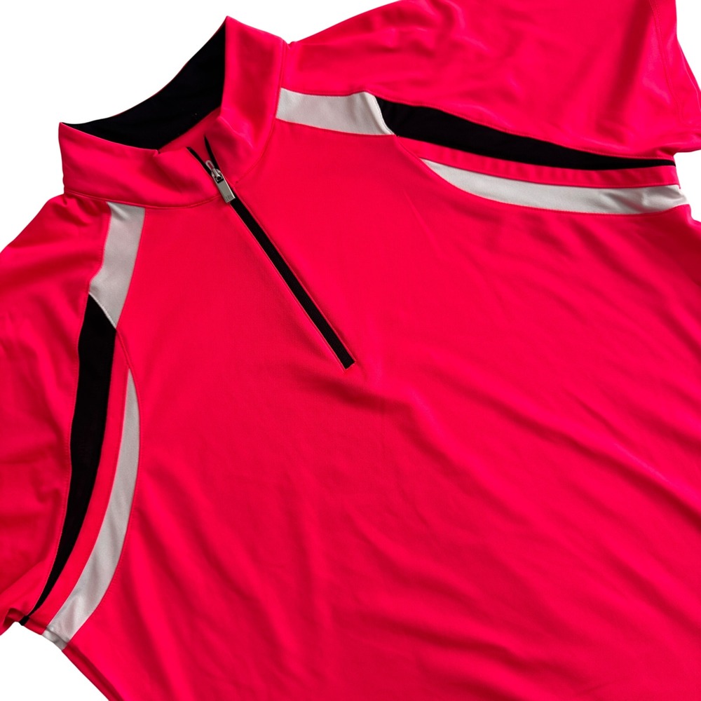 Tail White Label Golf Shirt Womens XL Neon Pink 1/4 Zip Short Sleeve Sporty
